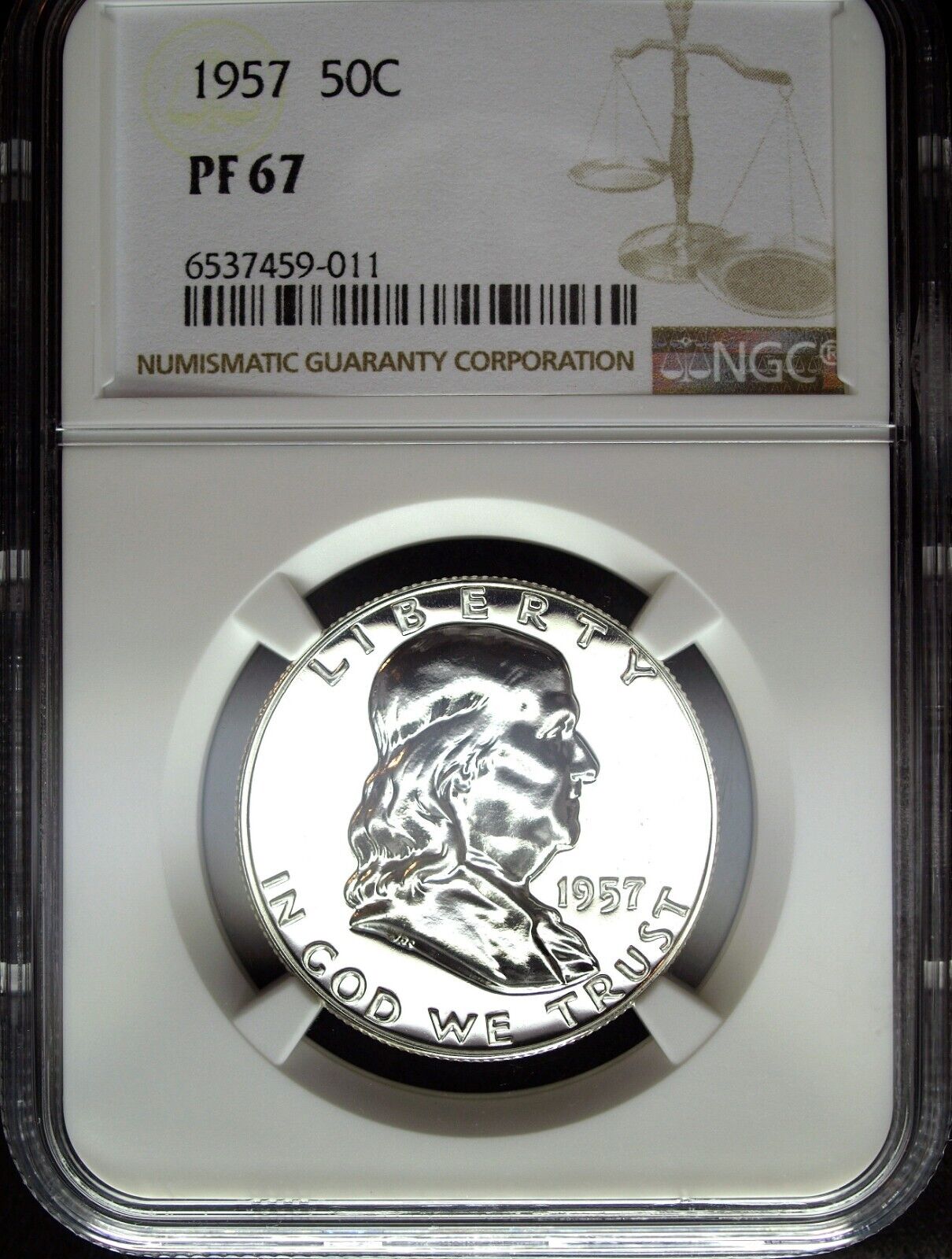 1957 NGC Proof 67 Franklin Silver Half Dollar ☆☆ Great Collectible ☆☆ 011