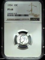 1954 NGC Proof 68 Roosevelt Silver Dime ☆☆ Great for Sets ☆☆ 7013