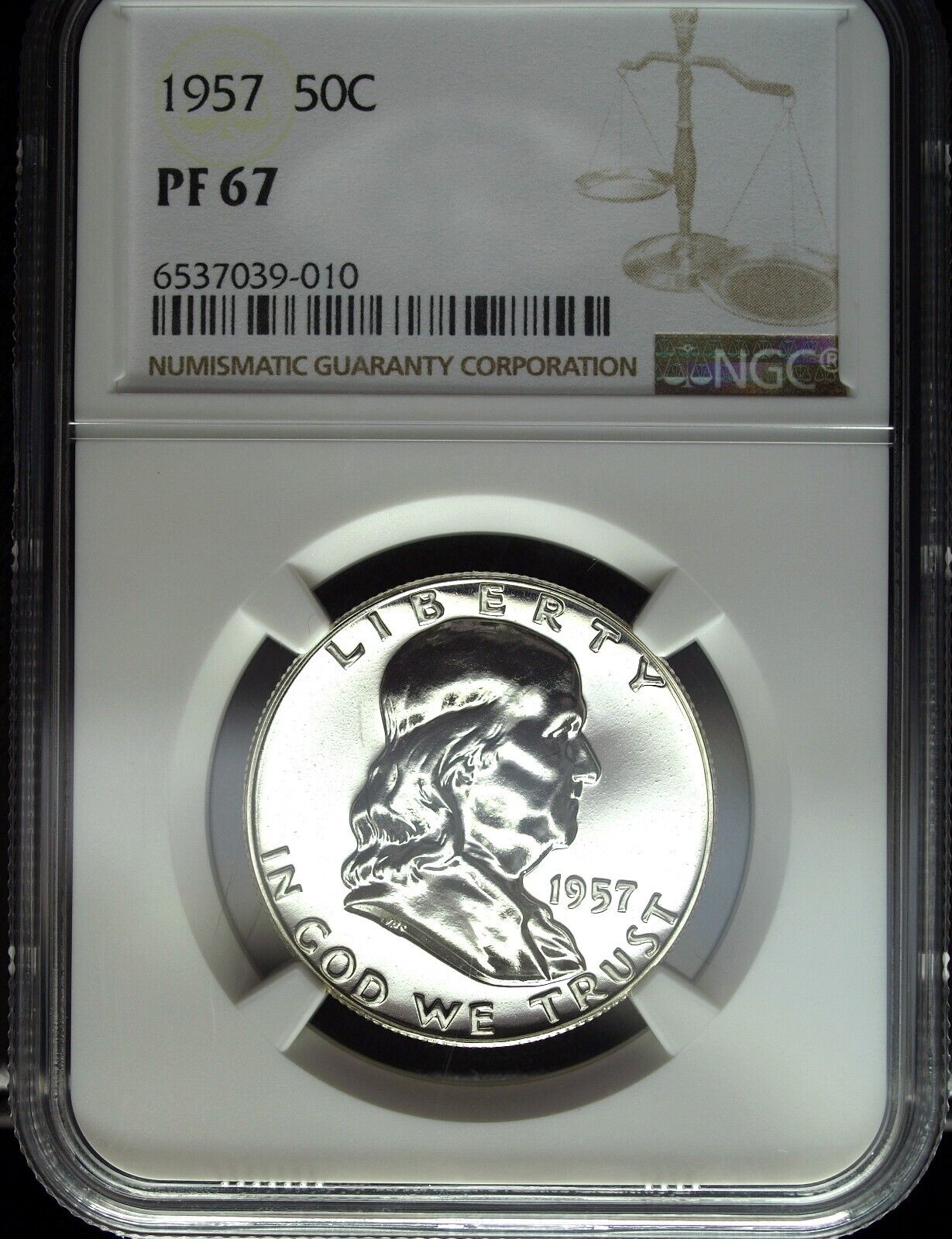 1957 NGC Proof 67 Franklin Silver Half Dollar ☆☆ Great Collectible ☆☆ 010