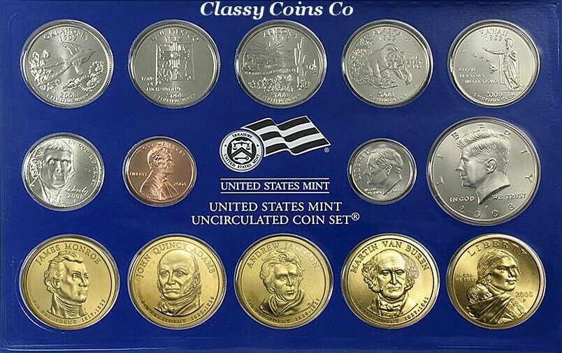 2008 P & D US Mint Set ☆☆ 28 Coins ☆☆ US Mint Cards ☆☆ Great For Sets