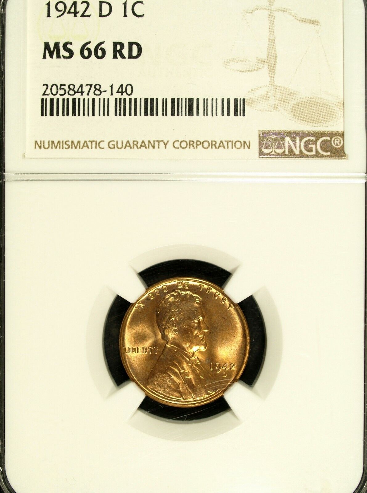 1942 D NGC MS 66 Red Lincoln Cent ☆☆ Great For Sets ☆☆ 140