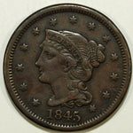 1845 XF Braided Hair Large Cent Piece ☆☆ Great Set Filler 203