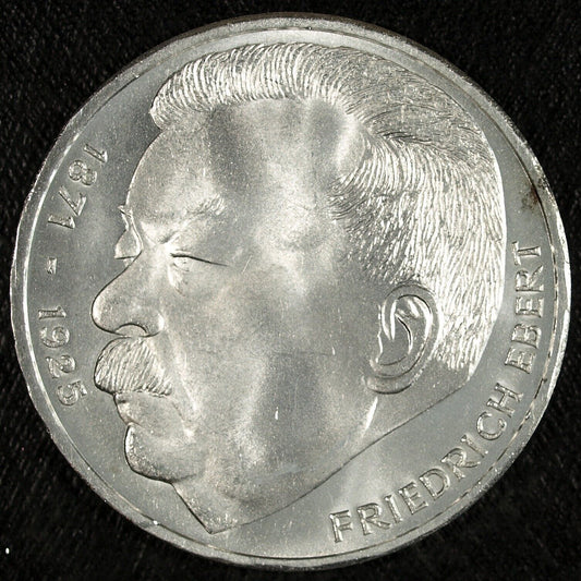 1975 "J" Silver German 5 Deutsche Mark  ☆☆ Friedrich Ebert ☆☆ Great For Sets 502