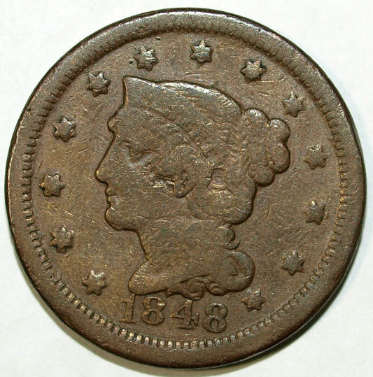 1848 Braided Hair Large Cent Piece ☆☆ Great Set Filler 400