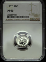 1957 NGC Proof 69 Roosevelt Silver Dime ☆☆ Great For Sets ☆☆ 001