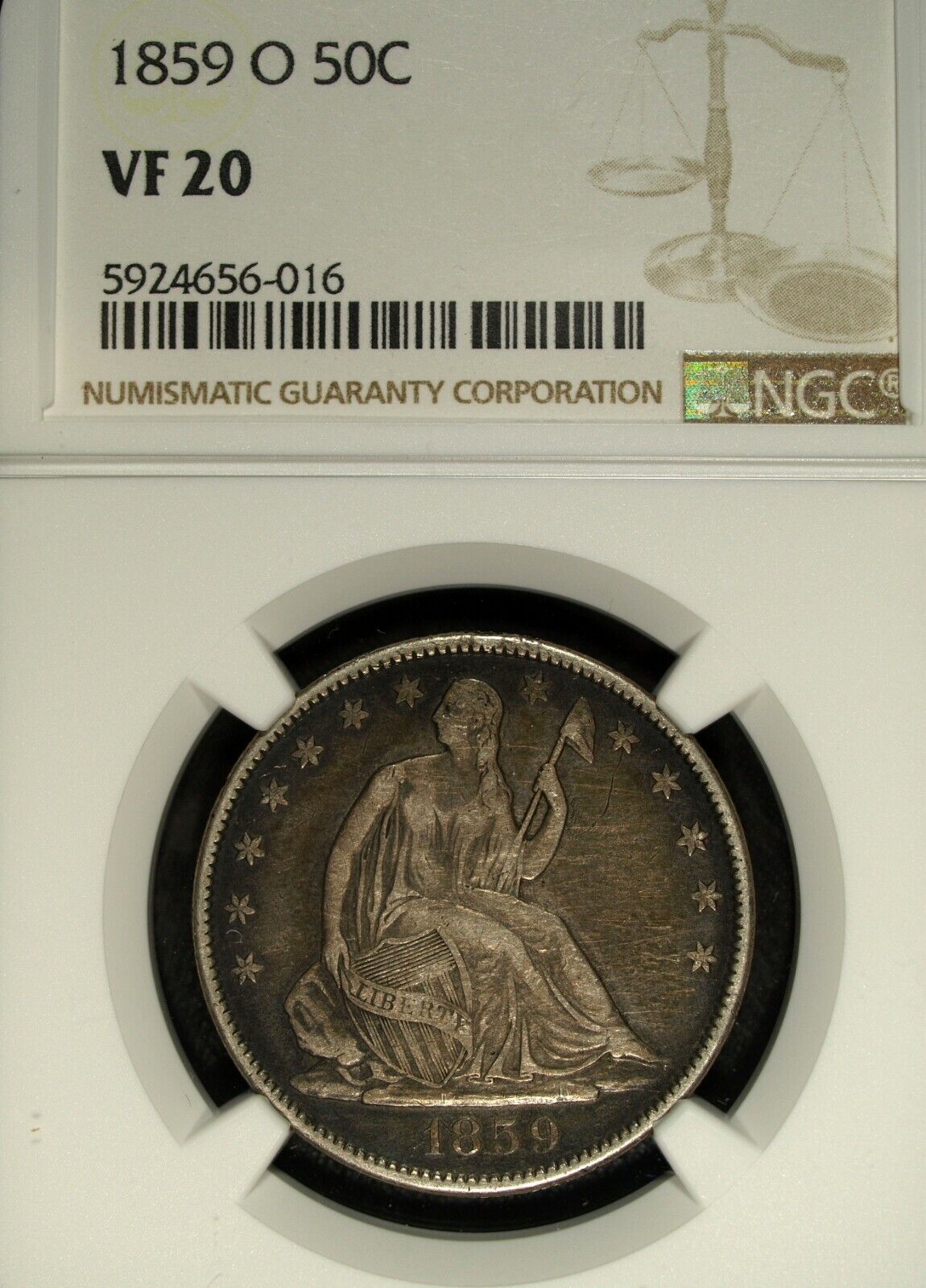 1859 O NGC VF 20 Seated Liberty Silver Half Dollar ☆☆ Great For Sets 016