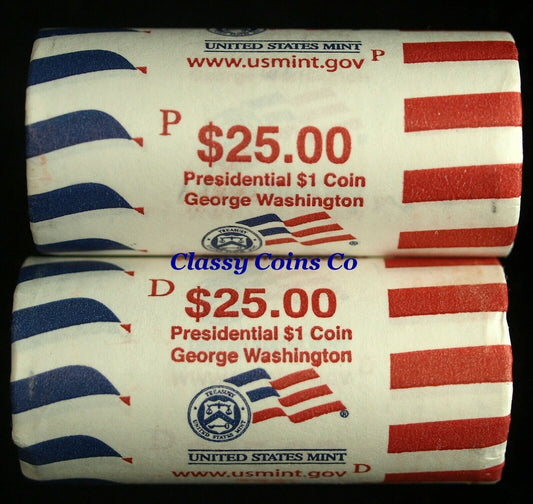 2007 P & D $25 Roll of US Mint Wrapped George Washington Presidential Dollars☆☆