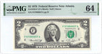 1976 $2 Fancy Serial Number Federal Reserve Note ☆☆ PMG 64 EPQ ☆☆ FR 1935-F 957