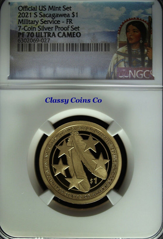 2021 S NGC Proof 70 UCAM Native American Military Service Dollar ☆ First Release