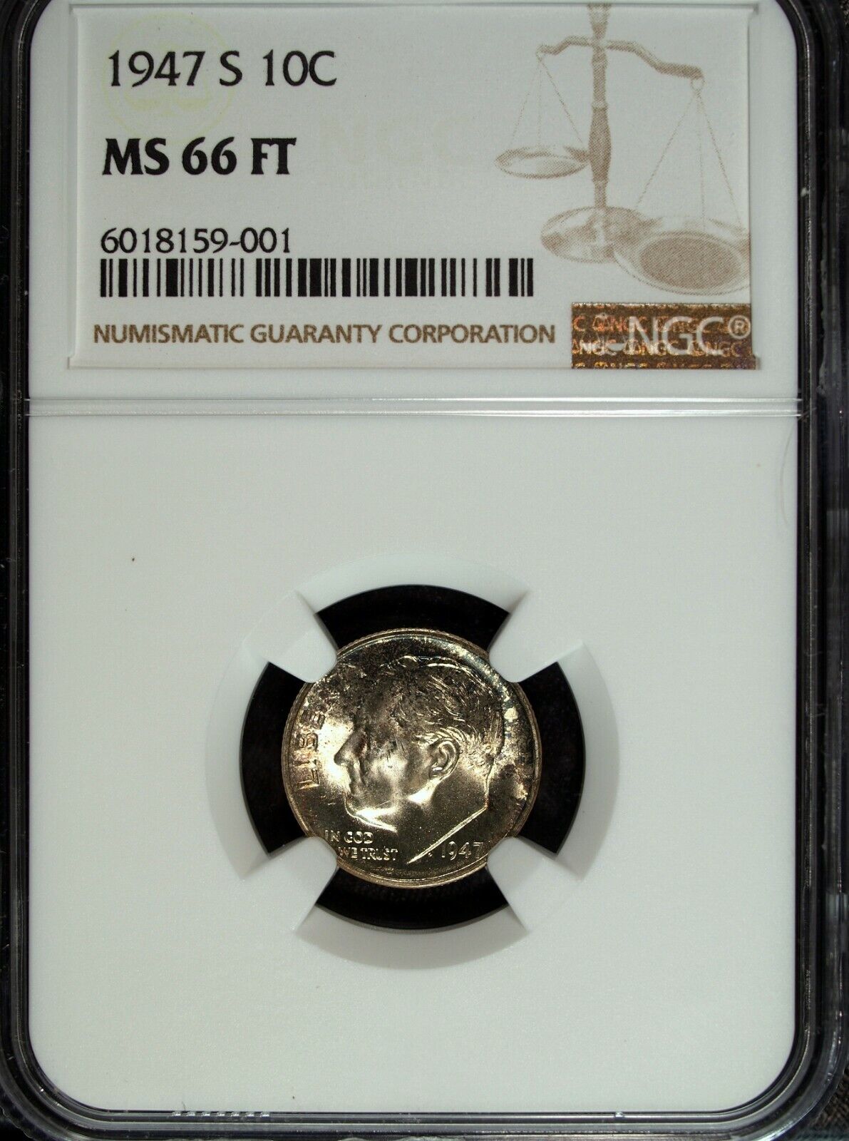 1947 S NGC MS 66 FT Roosevelt Silver Dime ☆☆ Great For Sets ☆☆ 001