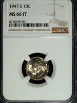 1947 S NGC MS 66 FT Roosevelt Silver Dime ☆☆ Great For Sets ☆☆ 001
