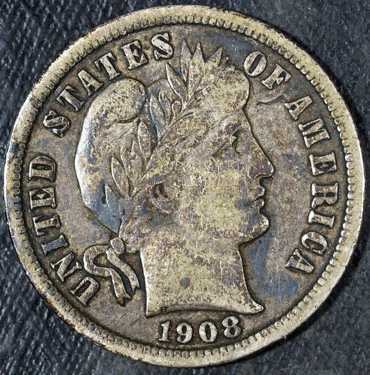 1908 D Barber Silver Dime ☆☆ Circulated ☆☆ Great Set Filler 317