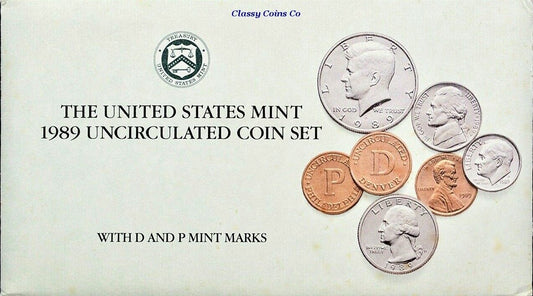 1989 P & D US Mint Set ☆☆ 10 Coins ☆☆ Envelope/COA ☆☆ Blister Packs