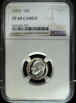 1953 NGC Proof 68 Cameo Roosevelt Silver Dime ☆☆ Great For Sets ☆☆ 003
