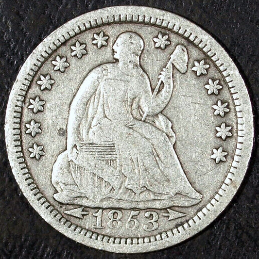 1853 P Seated Liberty Silver Half Dime W/Arrows ☆☆ Circulated 554
