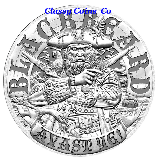 Blackbeard Queen Anne's Revenge Silver Round .999 1 Troy Ounce ☆☆ Pirates Design