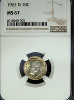 1962 D NGC MS 67 Roosevelt Silver Dime ☆☆ Great For Sets ☆☆ 005
