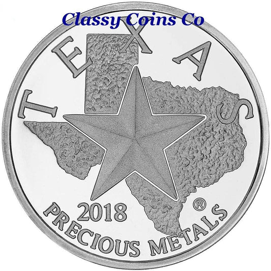 2018 Texas "Hallmarks of Texas" 1 oz .9999 Silver ☆☆ Great Collectible ☆☆