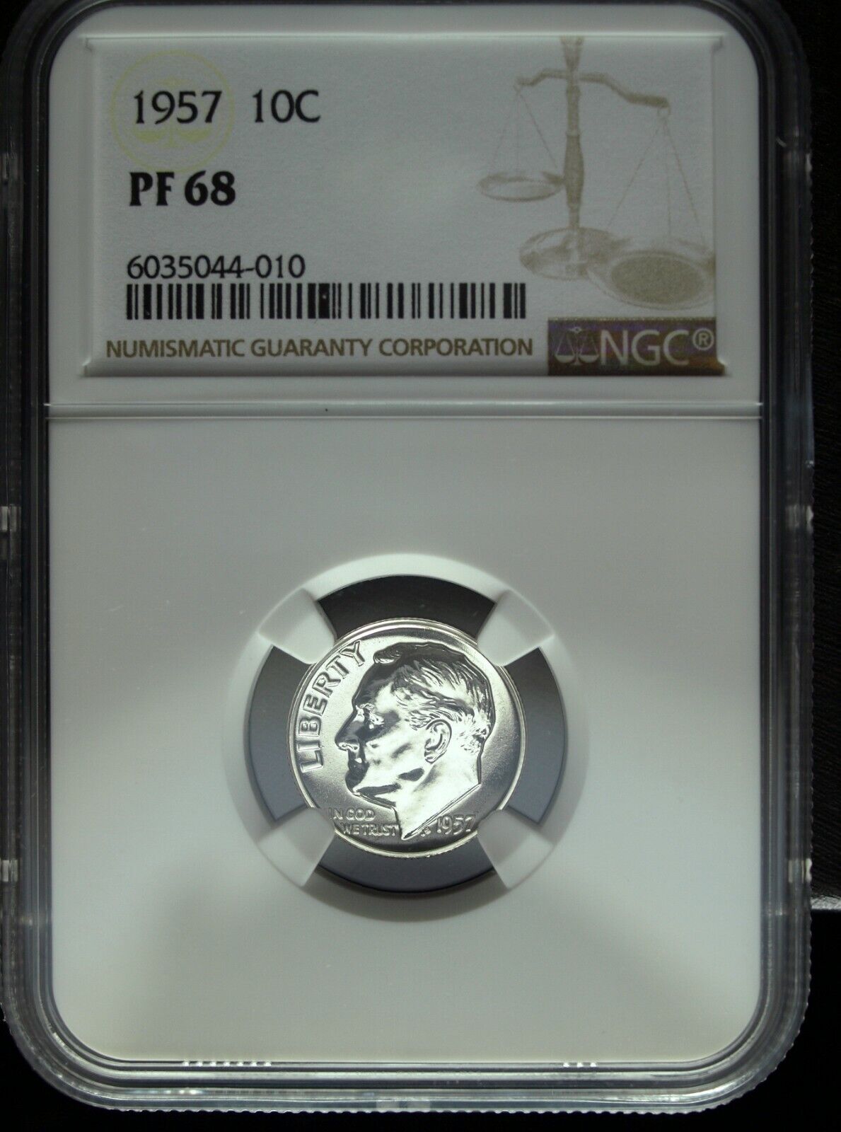 1957 NGC Proof 68 Roosevelt Silver Dime ☆☆ Great For Sets ☆☆ 010