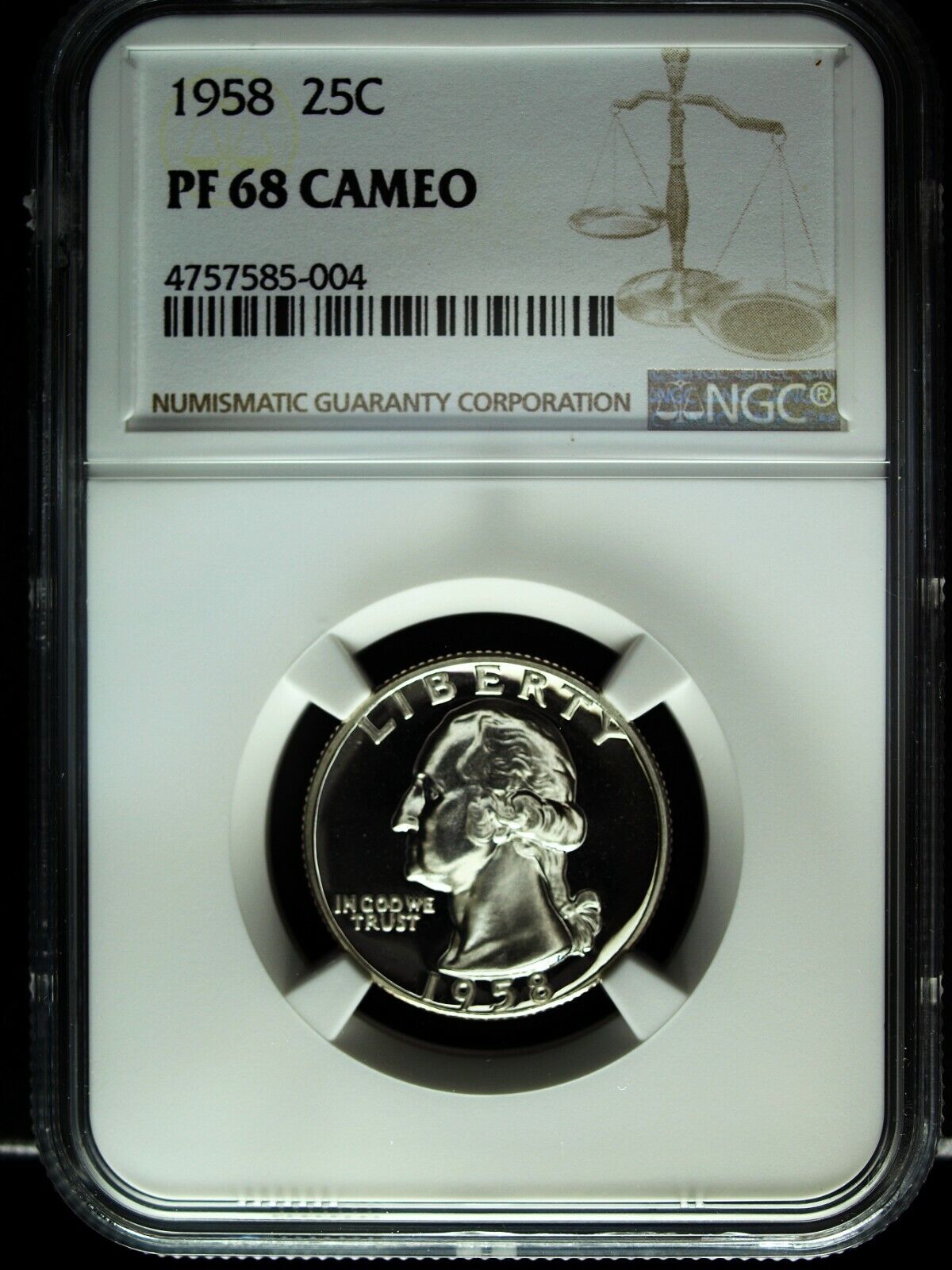1958 NGC Proof 68 Cameo Washington Silver Quarter ☆☆ Great For Sets ☆☆ 004