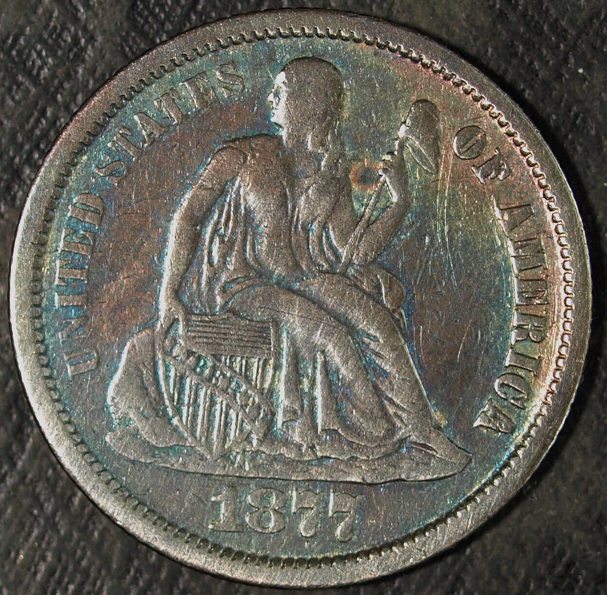 1877 CC Seated Liberty Silver Dime ☆☆ Circulated Toned ☆☆ Set Filler 106