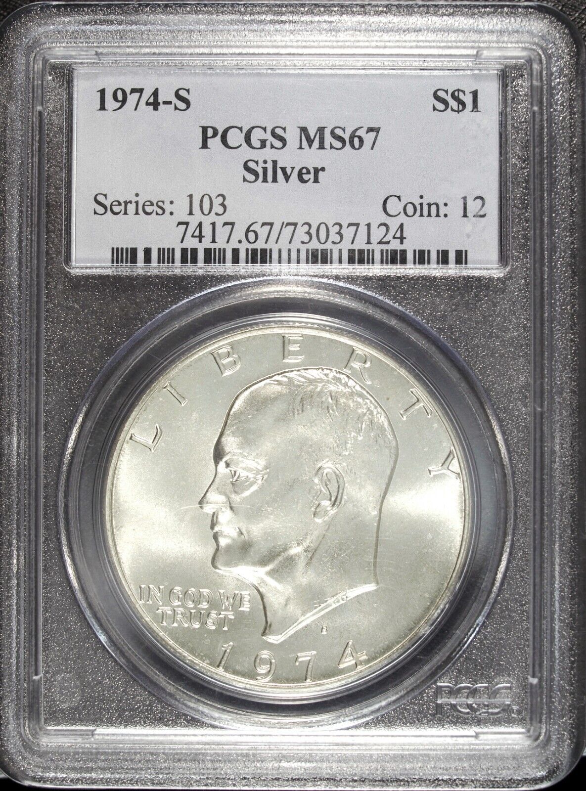 1974 S PCGS MS 67 Silver Uncirculated Eisenhower Dollar ☆☆ Great Collectible 124