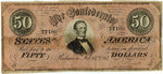 1864 T-66 $50 Confederate Note ☆☆ Feb/1864 ☆☆ Plate Ay 188