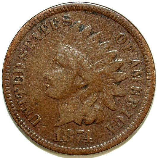 1874 Indian Head Circulated Cent ☆☆ Great Set Filler ☆☆ 154