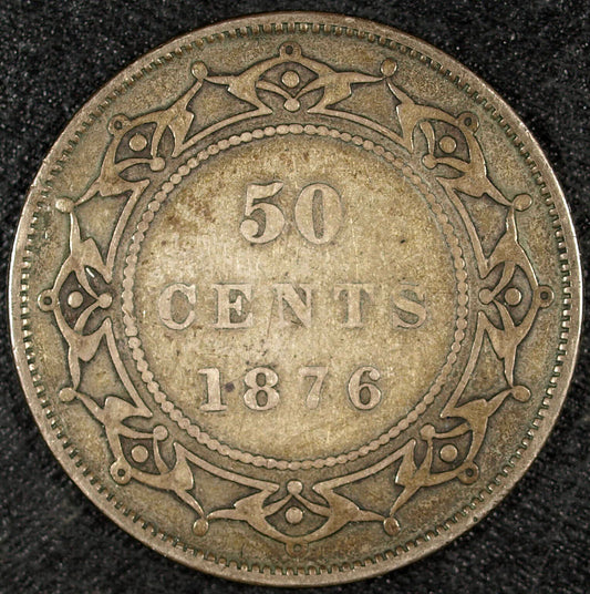 1876 H Canada New Foundland Silver 50 cents ☆☆ Circulated ☆☆ 117