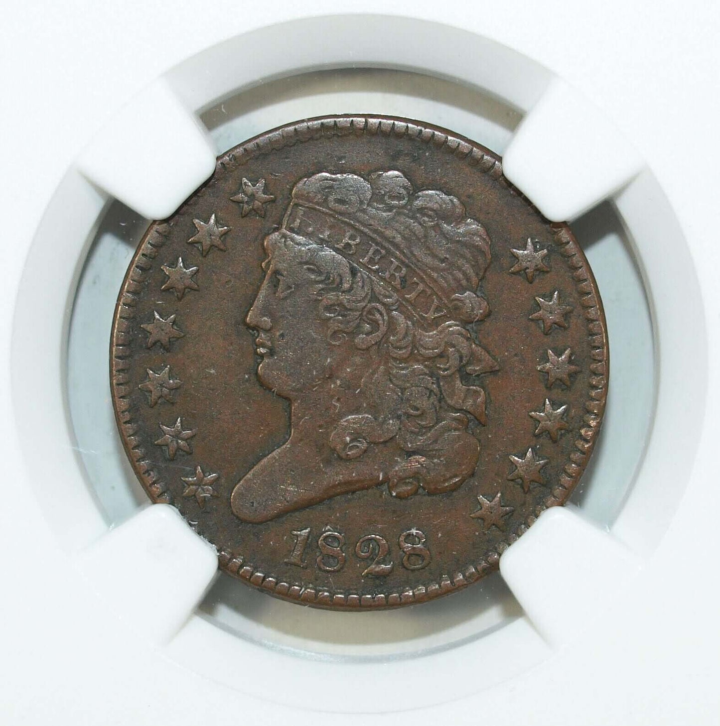 1828 NGC VF 25 BN Half Cent ☆☆ C-3 Rotated Reverse Die ☆☆ Great Set Filler 089