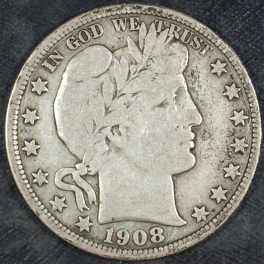 1908 D Barber Silver Half Dollar ☆☆ Circulated ☆☆ Great For Sets 508