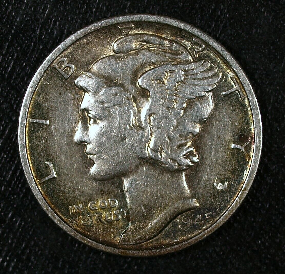 1945 D Mercury Silver Dime ☆☆ Nice Circulated ☆☆ Old Album Toning