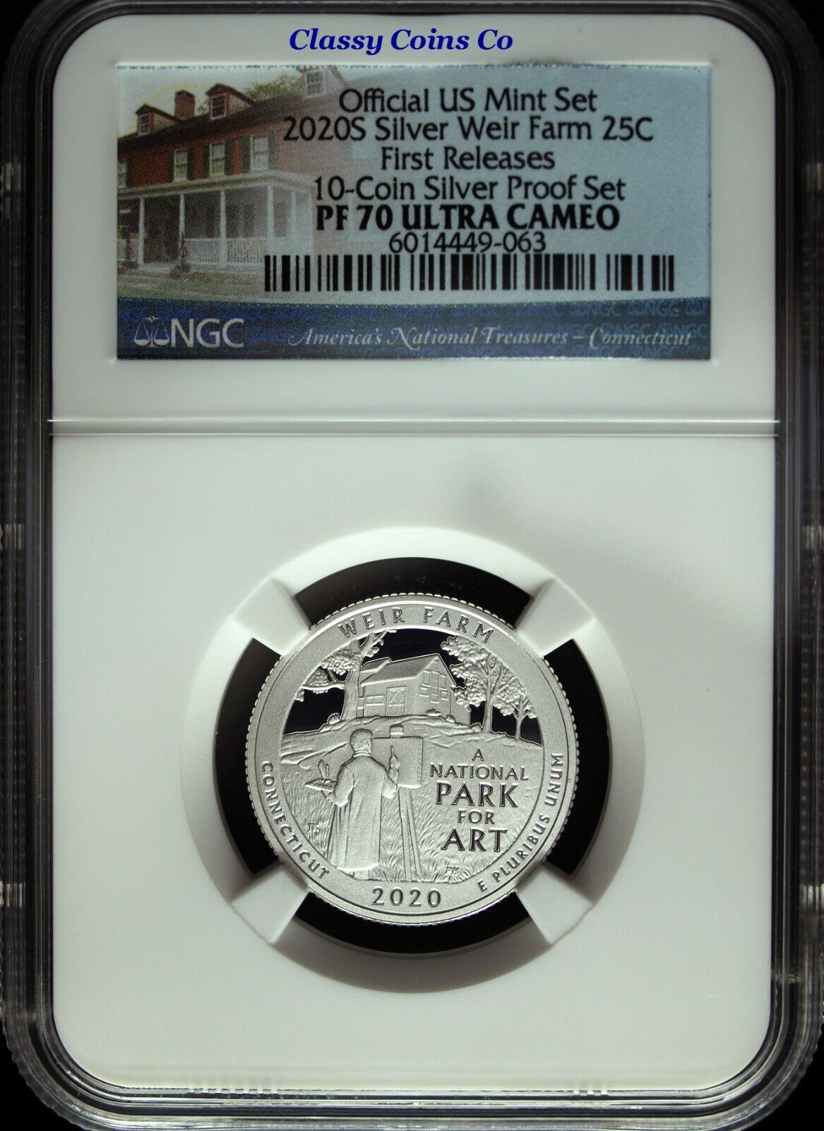 2020 S NGC Proof 70 UCAM Silver Weir Farm Historic ATB Quarter ☆☆ First Release