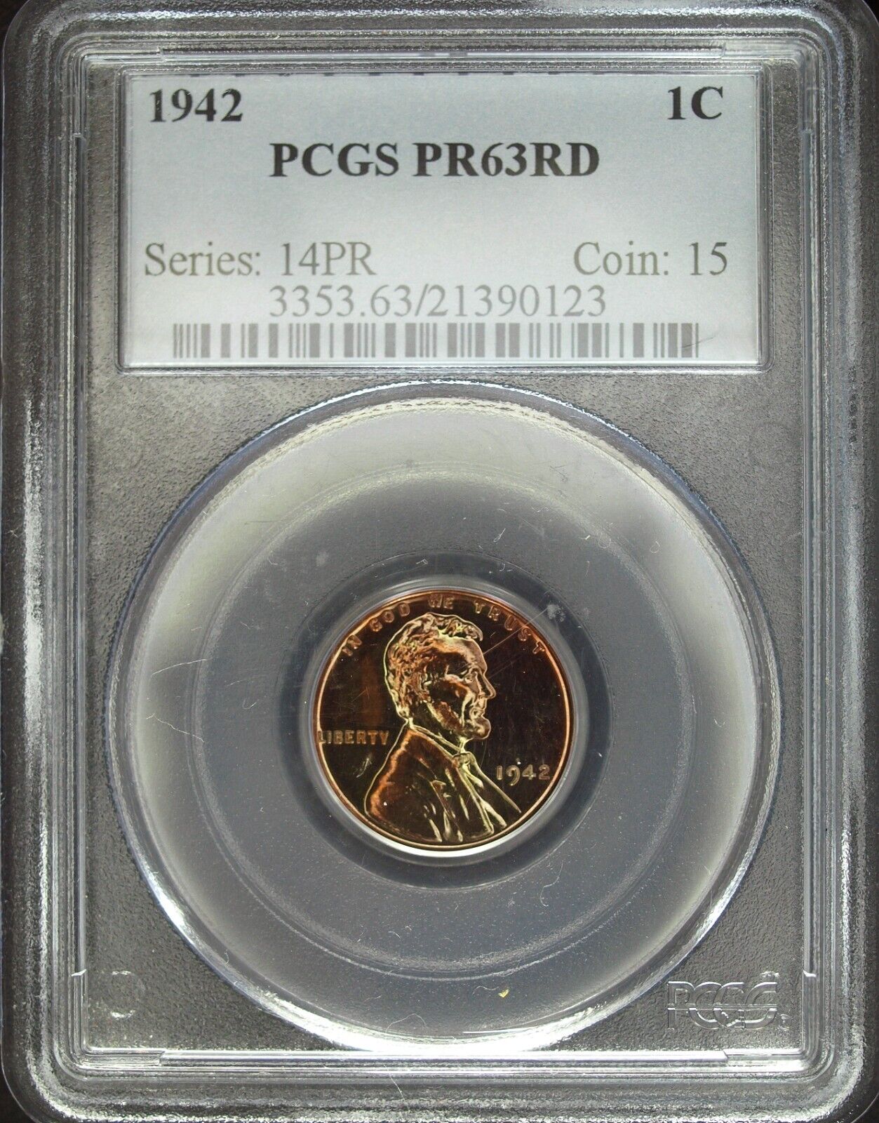 1942 Proof PCGS PR 63 RD Lincoln One Cent ☆☆ Great Collectible ☆☆ 123