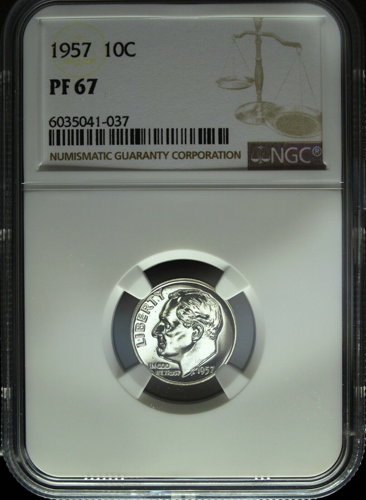 1957 NGC Proof 67 Roosevelt Silver Dime ☆☆ Great For Sets ☆☆ 037