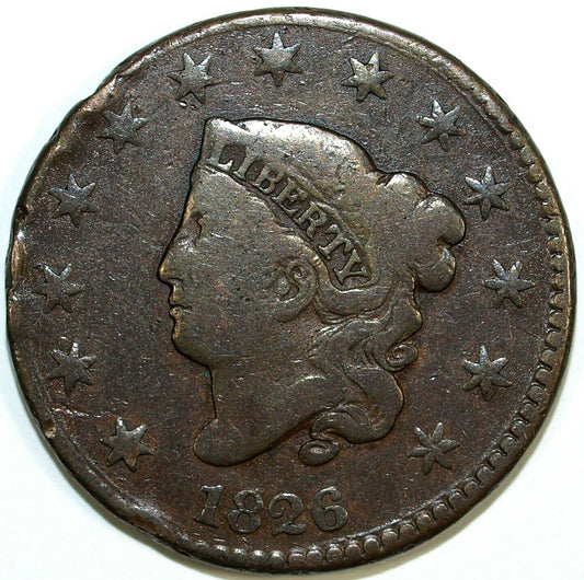 1826 Coronet Head Large Cent Piece ☆☆ Circulated ☆☆ Great For Sets 106