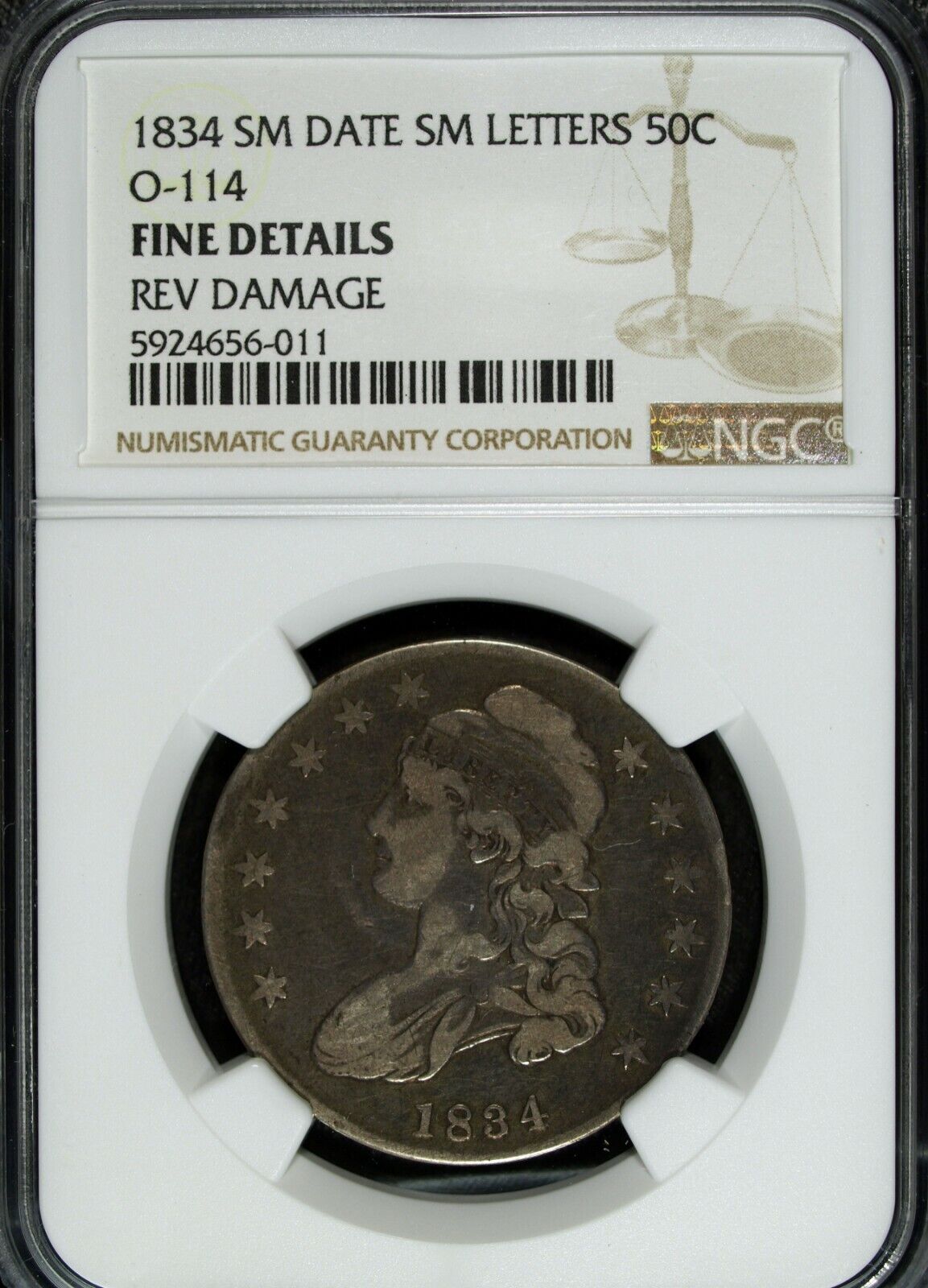 1832 NGC Fine Details O-114 Capped Bust Silver Half Dollar ☆☆ 011