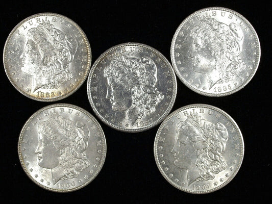 Lot of 5 1879-1904 Morgan Silver Dollars ☆☆ UnCirculated ☆☆ Great Set Filler 200