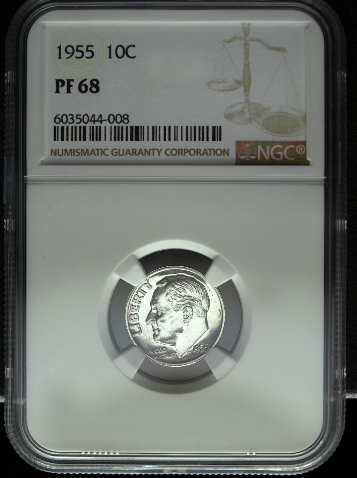 1955 NGC Proof 68 Roosevelt Silver Dime ☆☆ Great For Sets ☆☆ 008