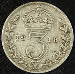 1918 Great Britain Silver Three Pence ☆☆ Circulated ☆☆ Great Set Fillers 250