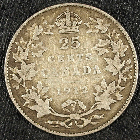 1912 Canada Silver Quarter 25 cents ☆☆ Circulated ☆☆ Great Set Filler 114