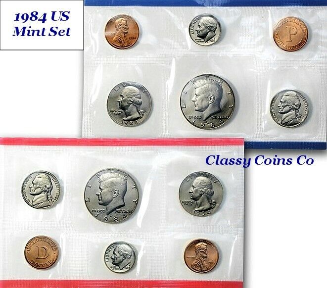 1984 P & D US Mint Set ☆☆ 10 Coins ☆☆ No Envelope/COA ☆☆ Blister Packs