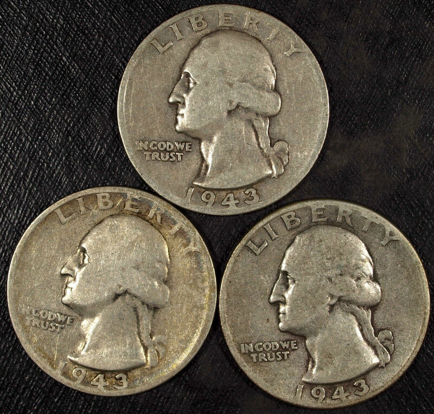 1943 P, D & S Washington Silver Quarter ☆☆ Circulated ☆☆ Great For Sets 311