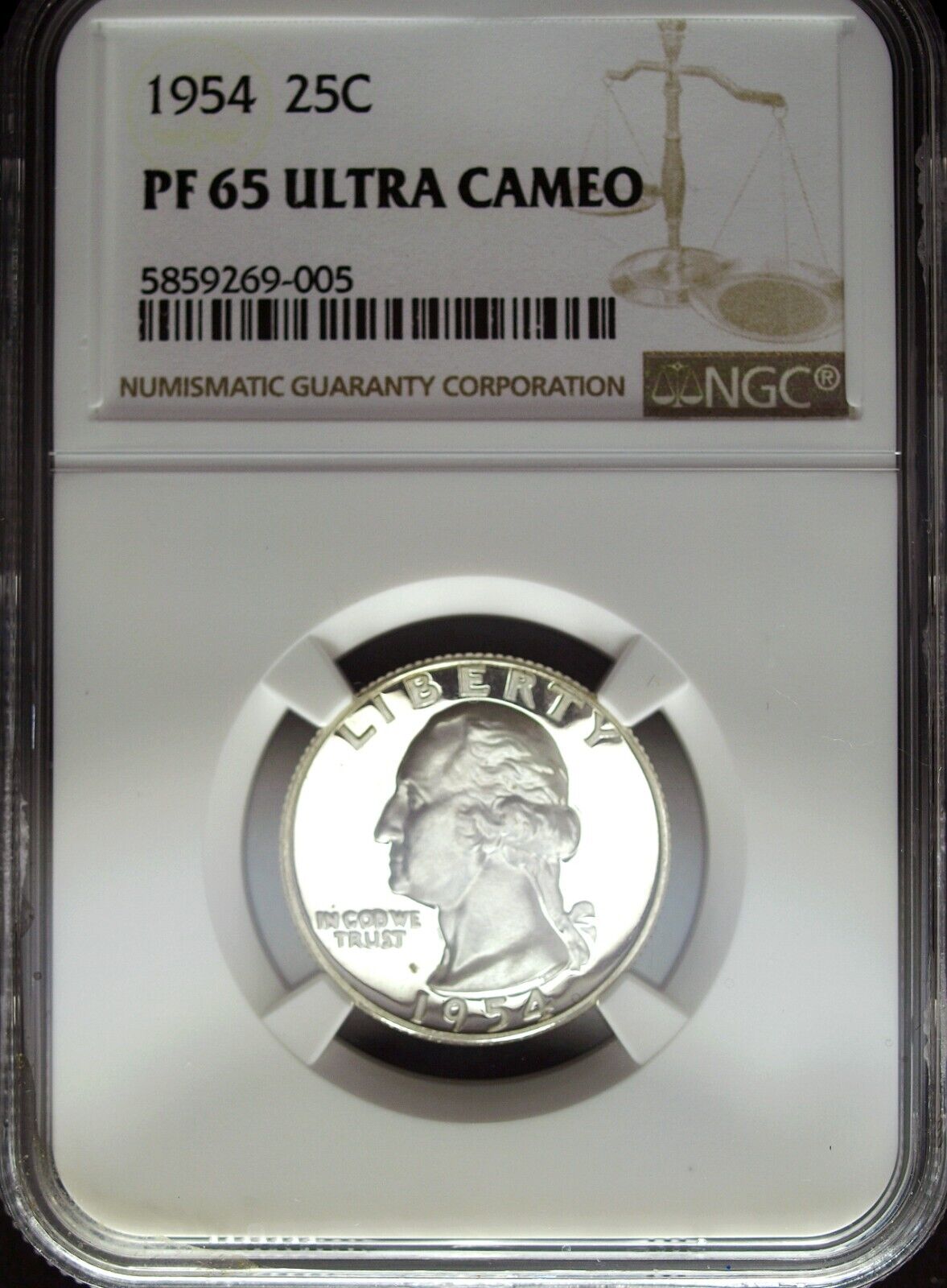 1954 NGC Proof 65 Ultra Cameo Washington Silver Quarter ☆☆ 005