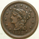 1852 Coronet Head Large Cent ☆☆ AU Circulated ☆☆ Great Set Filler 311