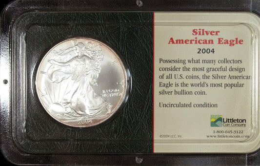 2004 Toned U.S. Mint American Silver Eagle ☆☆ Uncirculated ☆☆ Littleton Holder