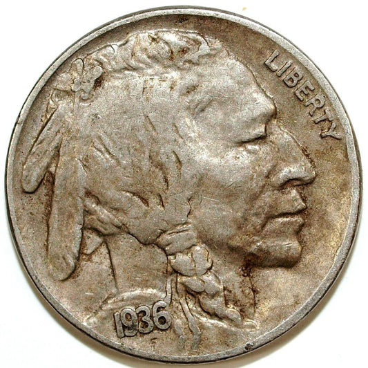 1936 P Buffalo Nickel ☆☆ Circulated ☆☆ Great Book Filler 153