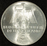 1977 "J" Silver German 5 Deutsche Mark  ☆☆ Carl F Gauss ☆☆ Great For Sets 508