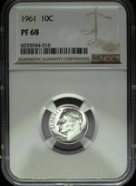 1961 NGC Proof 68 Roosevelt Silver Dime ☆☆ Great For Sets ☆☆ 016
