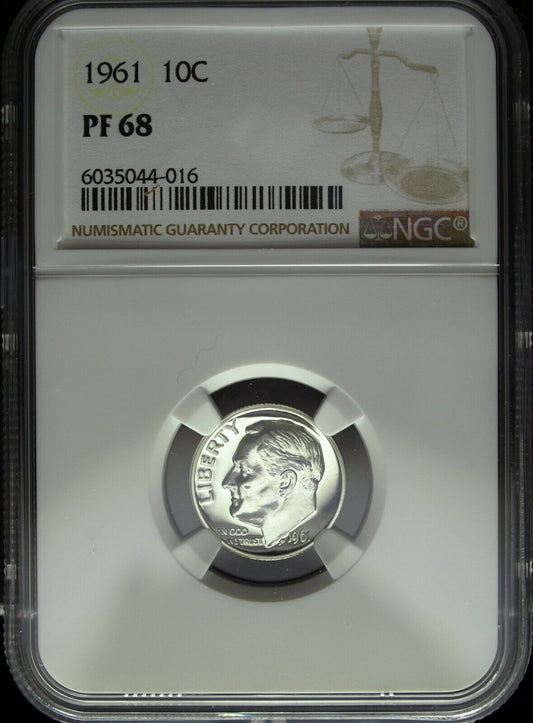 1961 NGC Proof 68 Roosevelt Silver Dime ☆☆ Great For Sets ☆☆ 016